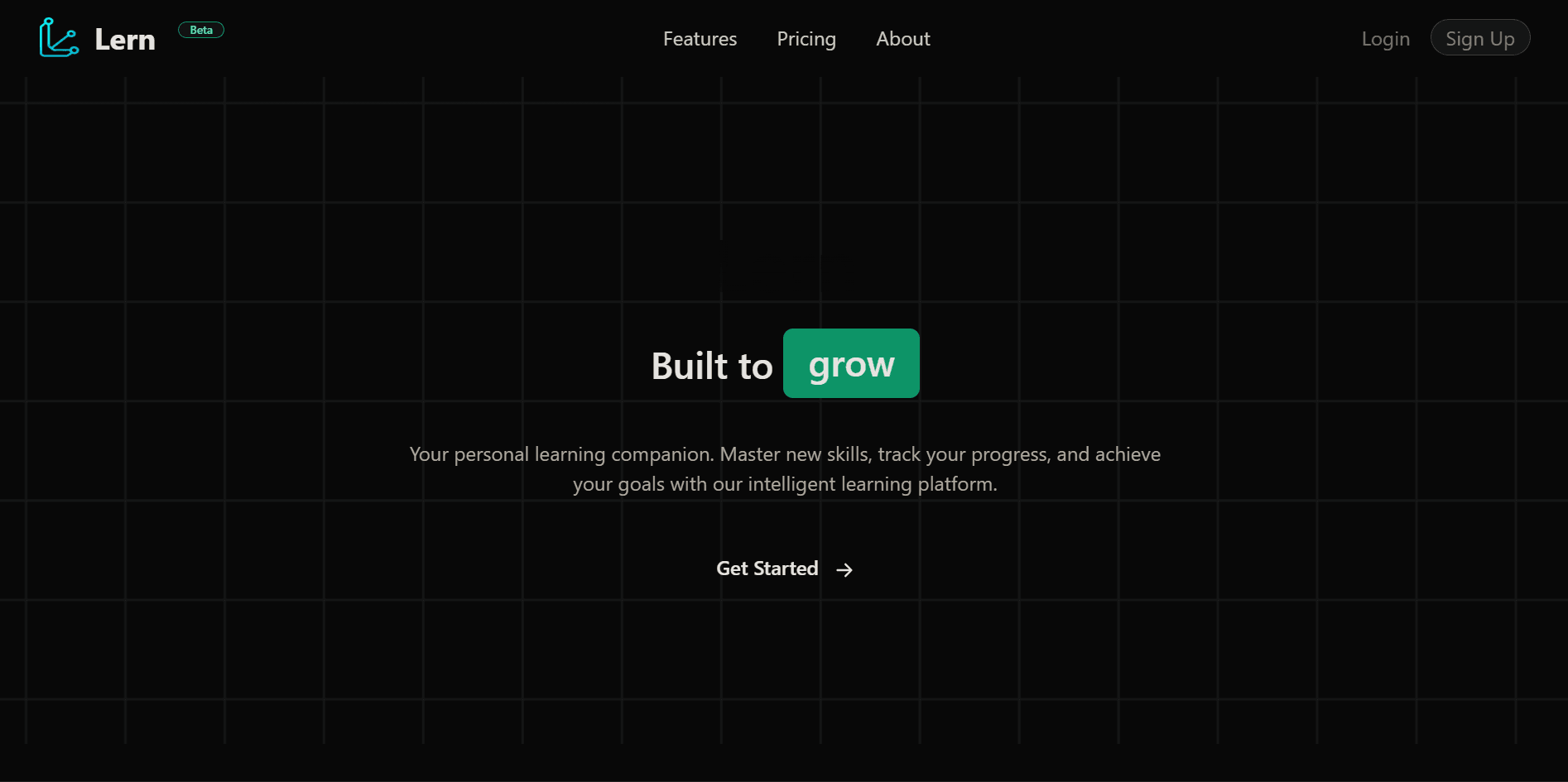 Lern Beta Platform project screenshot - Personal project: an AI-powered learning platform landing page focused on delivering quality education access for all.